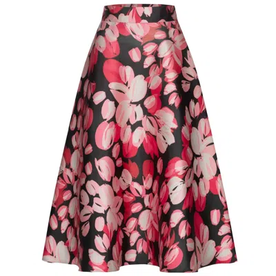 Marianna Déri Women's Black / Pink / Purple Petal Print Maxi Skirt