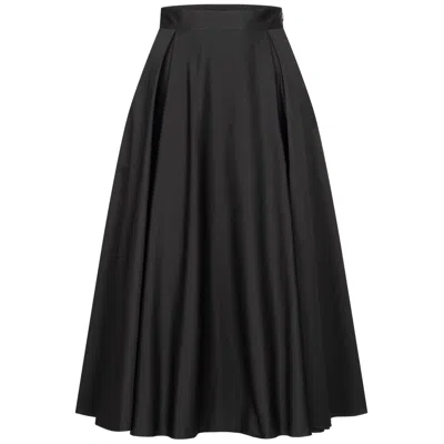 Marianna Déri Women's Black Pleated Cotton Sateen Skirt