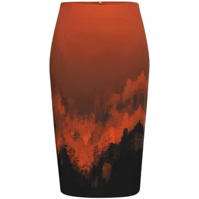 Marianna Déri Women's Black / Red Flame Print Pencil Skirt In Black/red