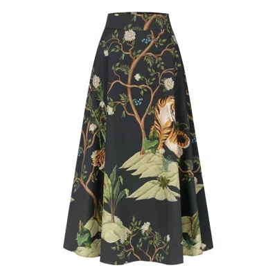 Marianna Déri Women's Black Tiger Print Maxi Skirt
