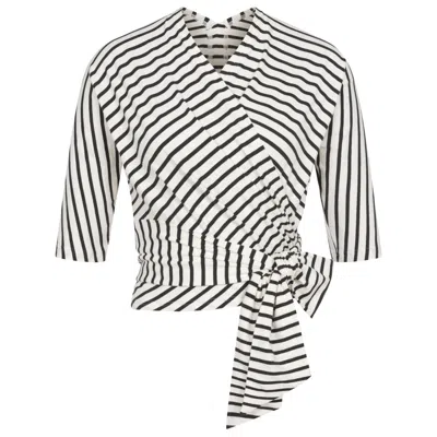 Marianna Déri Women's Black / White Black Cream Striped Wrap Top