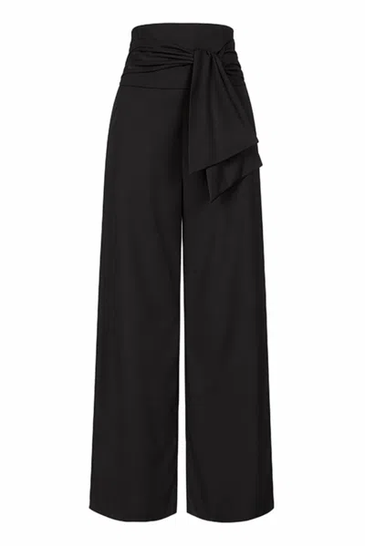Marianna Déri Women's Black Wide-leg Trousers With Tie Belt