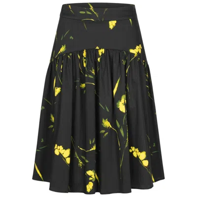 Marianna Déri Women's Black / Yellow / Orange Canola Blossom Print A-line Skirt In Black/yellow/orange
