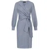 Marianna Déri Women's Blue Herringbone Wrap Dress In Blue