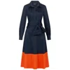 Marianna Déri Women's Blue / Orange Navy-orange Shirt Dress With Tie Belt In Multi