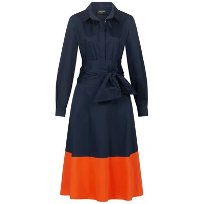 Marianna Déri Women's Blue / Orange Navy-orange Shirt Dress With Tie Belt In Multi