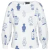 Marianna Déri Women's Blue / White Blouse With Vase Print
