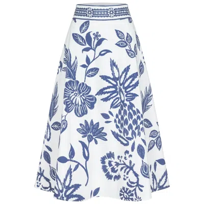 Marianna Déri Women's Blue / White Blue Garden Midi Skirt In Multi