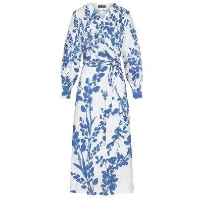 Marianna Déri Women's Blue / White Blue Leaf Wrap Dress In Multi