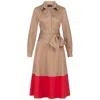 Marianna Déri Women's Brown / Red Caramel-red Shirt Dress With Tie Belt In Multi
