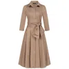 Marianna Déri Women's Brown Taupe Shirt Dress With Tie Belt In Brown