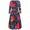 Marianna Déri Women's Floral Drop-waist Dress In Black/blue/orange/pink