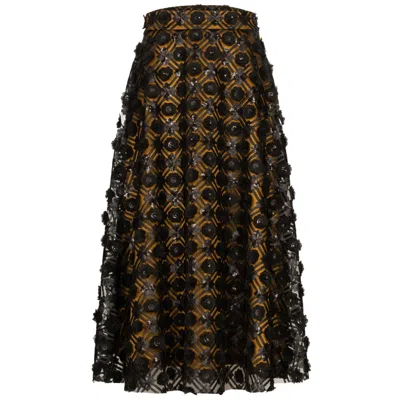 Marianna Déri Women's Gold Sequin Embellished Midi Skirt