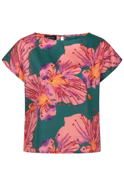 Marianna Déri Women's Green / Pink Top With Orchid Print In Multi