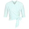 Marianna Déri Women's Green / White Mint Green Cream Striped Wrap Top