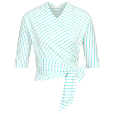 Marianna Déri Women's Green / White Mint Green Cream Striped Wrap Top
