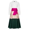 Marianna Déri Women's Green / White / Pink Taupe-green Colorblock Shirtdress In Green/white/pink