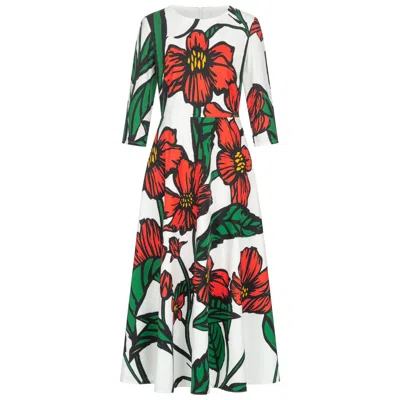 Marianna Déri Women's Green / White / Red Flower Maxi Dress In Green/white/red
