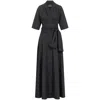 Marianna Déri Women's Maxi Shirtdress With Detachable Wide Belt Black In Black
