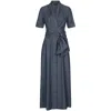 Marianna Déri Women's Maxi Shirtdress With Detachable Wide Belt Blue In Blue