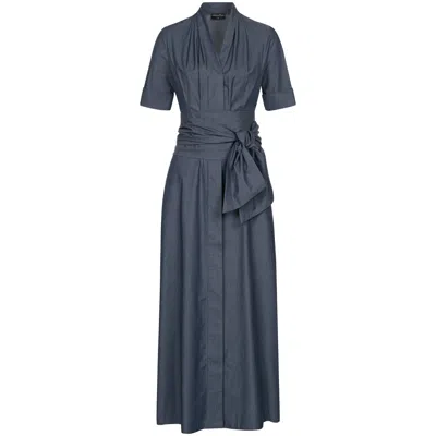 Marianna Déri Women's Maxi Shirtdress With Detachable Wide Belt Blue