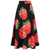 Marianna Déri Women's Maxi Skirt With Raspberry Print Black