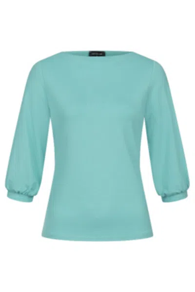 Marianna Déri Women's Mint Green Boat Neckline Top In Multi