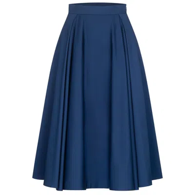 Marianna Déri Women's Navy Blue Pleated Cotton Sateen Skirt