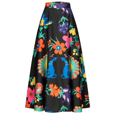 Marianna Déri Women's Peacock Print Skirt In Black