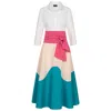 Shop Marianna Déri Women's Pink / Purple / Blue Pink Blue Wave Colorblock Shirt Dress In Pink/purple/blue
