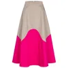 Marianna Déri Women's Pink / Purple / Brown Midi Skirt With Wave Colorblock In Beige & Pink