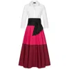 Marianna Déri Women's Pink / Purple / Red Pink-red Colorblock Shirt Dress With Tie Belt In Pink/purple/red