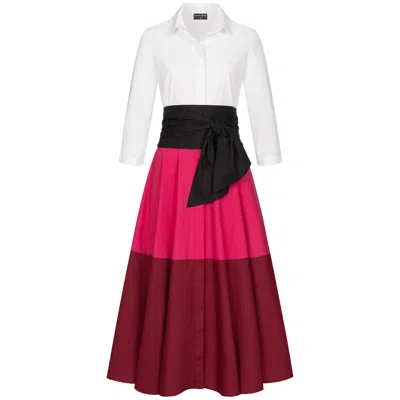 Marianna Déri Women's Pink / Purple / Red Pink-red Colorblock Shirt Dress With Tie Belt In Pink/purple/red
