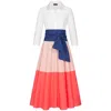 Marianna Déri Women's Pink / Purple / Rose Gold Rosé-salmon Colorblock Shirt Dress With Tie Belt In Pink/purple/rose Gold
