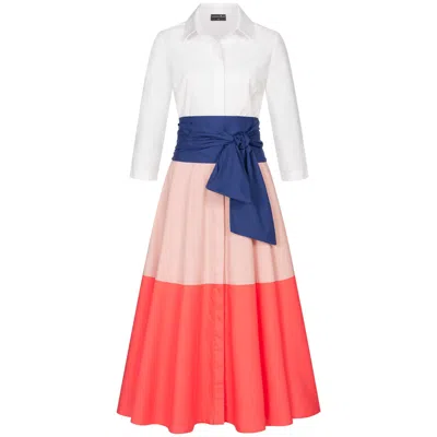 Marianna Déri Women's Pink / Purple / Rose Gold Rosé-salmon Colorblock Shirt Dress With Tie Belt In Pink/purple/rose Gold