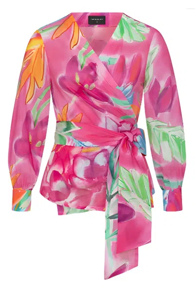 Marianna Déri Women's Pink Wrap Blouse With Floral Print
