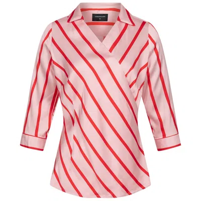 Marianna Déri Women's Red / Pink / Purple Wrap-effect Blouse With Red Stripes