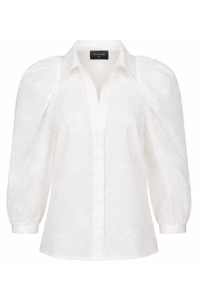 Marianna Déri Women's White Bluse Mit Floraler Stickerei