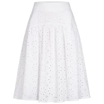 Marianna Déri Women's White Eyelet Midi Skirt