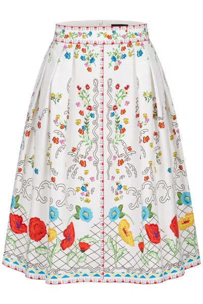 Marianna Déri Women's White Midi Skirt With Floral Print