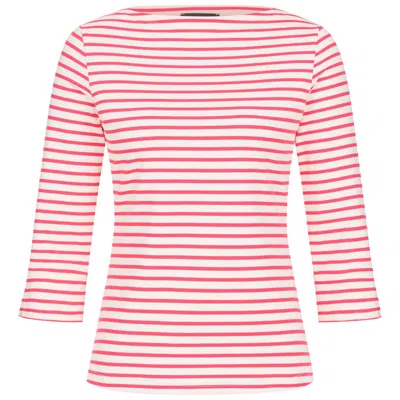 Marianna Déri Women's White / Pink / Purple Top With Boat Neckline Pink-cream Striped