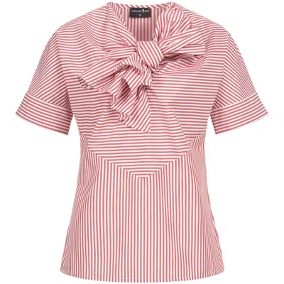 Marianna Déri Women's White / Red Striped Blouse With Bow In White/red
