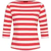 Marianna Déri Women's White / Red Top With Boat Neckline Red Striped