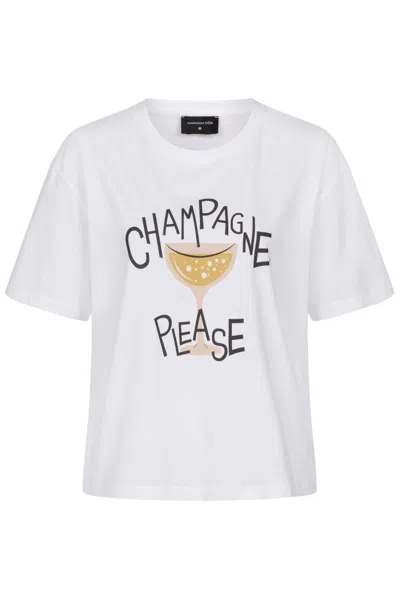 Marianna Déri Women's White / Yellow Champagne Please T-shirt In Multi