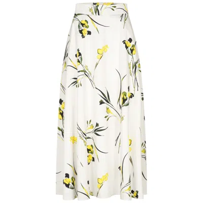 Marianna Déri Women's White / Yellow / Orange White Canola Blossom Print Maxi Skirt