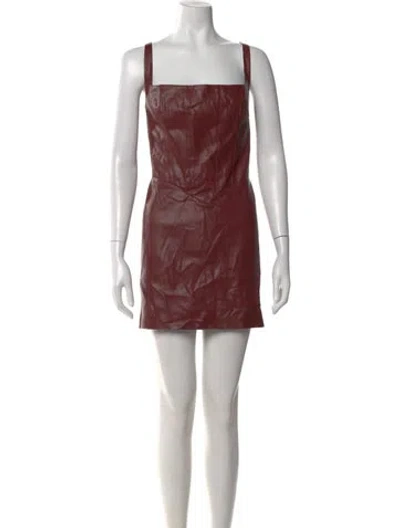 Pre-owned Marianna Senchina Square Neckline Mini Dress In Burgundy