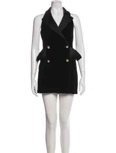 Pre-owned Marianna Senchina V-neck Mini Dress In Black