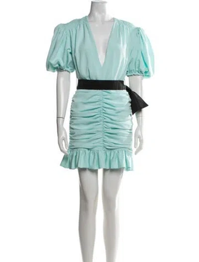 Pre-owned Marianna Senchina V-neck Mini Dress In Blue