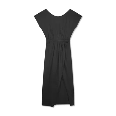 Marianne By Marie Jordane Women's Black Iggy Midi Dress Organic Cotton