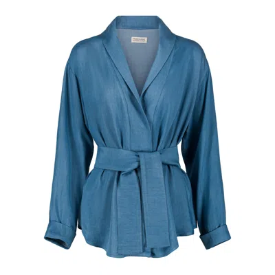 Marianne By Marie Jordane Women's Blue Sissi Kimono Styled Shirt